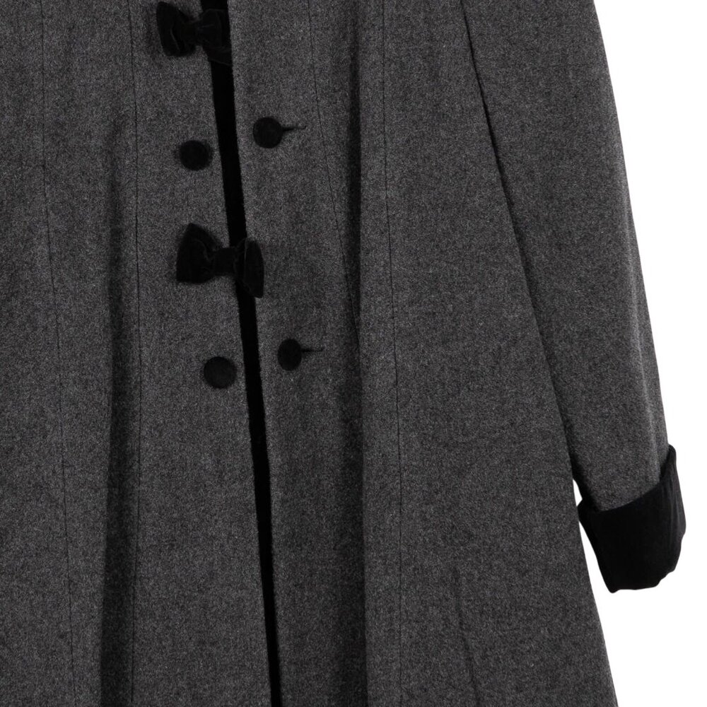 Copper Key VTG Gray Wool Coat 10 Girls Velvet Collar Insert Bows Classic Moldova - Picture 3 of 7